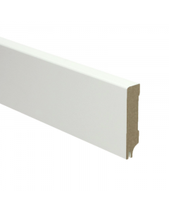 Vochtwerende MDF plint Modern 15x70mm wit Gelakt RAL9010 (Incl. geluid reducerende uitsparing) - 16331