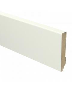 Vochtwerende MDF plint Modern 15x90mm wit Gelakt RAL9010 (Incl. geluid reducerende uitsparing) - 16332