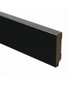 Vochtwerende MDF plint Modern 15x70mm Gelakt Zwart RAL9005 (Incl. geluid reducerende uitsparing) - 16342