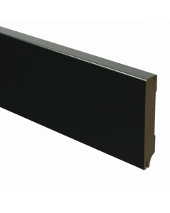 Vochtwerende MDF plint Modern 15x90mm Gelakt Zwart RAL9005 (Incl. geluid reducerende uitsparing) - 16343