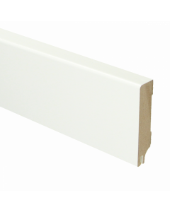 Vochtwerende MDF plint Modern 15x70mm Gelakt Verkeerswit RAL9016 (Incl. geluid reducerende uitsparing) - 16344