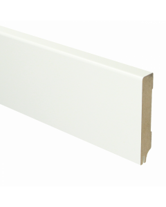 Vochtwerende MDF plint Modern 15x90mm Gelakt Verkeerswit RAL9016 (Incl. geluid reducerende uitsparing) - 16345