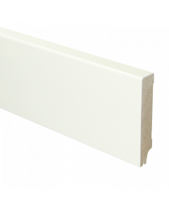 Vochtwerende MDF plint Modern 18x90mm wit Gelakt RAL9010 (Incl. geluid reducerende uitsparing) - 16341