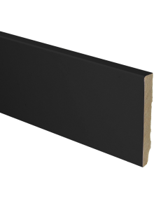 Vochtwerende MDF plint Modern Recht 12x90mm Zwart Folie - 16753