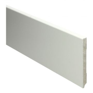 Vochtwerende MDF plint Modern 12x120mm Gelakt Crèmewit RAL9001 - 15926