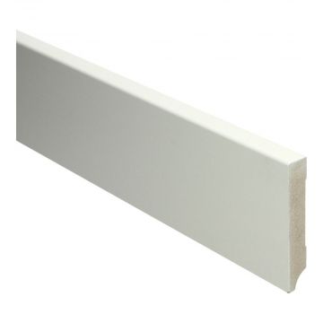 Vochtwerende MDF plint Modern 15x90mm Gelakt Crèmewit RAL9001 - 15928