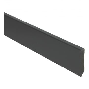Vochtwerende MDF plint Modern 12x70mm Gelakt Zwart RAL9005 - 15936