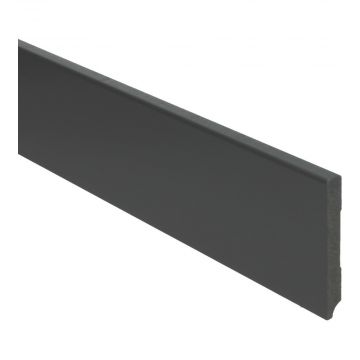 Vochtwerende MDF plint Modern 12x90mm Gelakt Zwart RAL9005 - 15937 