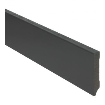 Vochtwerende MDF plint Modern 15x90mm Gelakt Zwart RAL9005 - 15940  