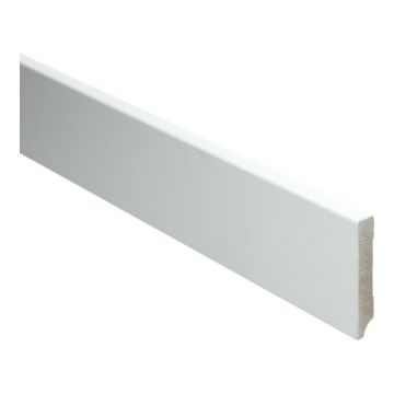 Vochtwerende MDF plint Modern 12x70mm Gelakt Verkeerswit RAL9016 - 15948