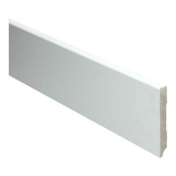 Vochtwerende MDF plint Modern 12x90mm Gelakt Verkeerswit RAL9016 - 15949