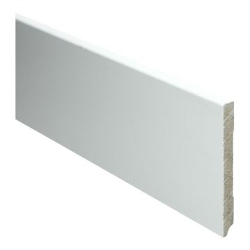 Vochtwerende MDF plint Modern 12x120mm Gelakt Verkeerswit RAL9016 - 15950 