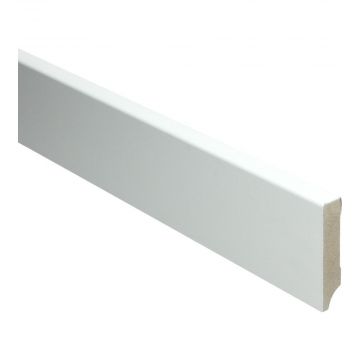 Vochtwerende MDF plint Modern 15x70mm Gelakt Verkeerswit RAL9016 - 15951