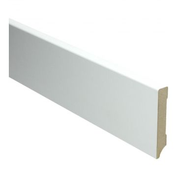 Vochtwerende MDF plint Modern 15x90mm Gelakt Verkeerswit RAL9016 - 15952