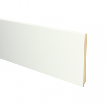 Vochtwerende MDF plint Modern 12x150mm Gelakt Verkeerswit RAL9016 - 15960