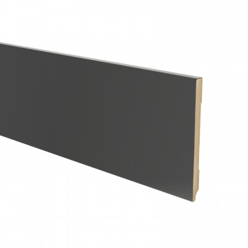Vochtwerende MDF plint Modern 12x150mm Gelakt Zwart RAL9005 - 15942
