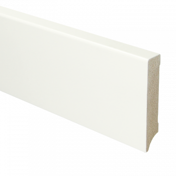 Vochtwerende MDF plint Modern 18x90mm Gelakt Verkeerswit RAL9016 - 15963