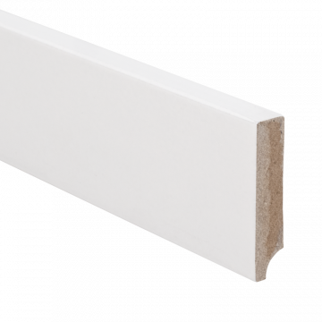 Vochtwerende MDF plint Modern Recht 12x55mm wit Gegrond - 15977