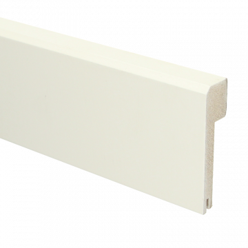 Vochtwerende MDF overzetplint Klassiek 22x85mm wit Gelakt RAL9010 (Incl. geluid reducerende uitsparing) - 16323 