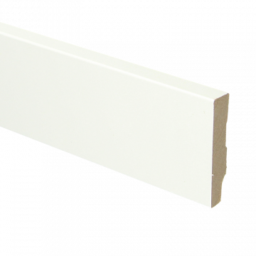 Vochtwerende MDF plint Modern Recht 12x60mm Wit Folie - 16248