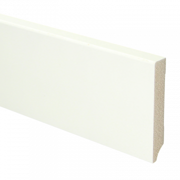 Vochtwerende MDF Plint modern Recht 15x90mm Wit gegrond - 16402
