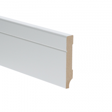 Vochtwerende MDF plint Tijdloos 12x70mm wit Gelakt RAL9010 - 16090