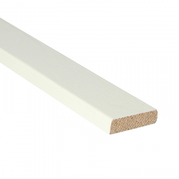 Meranti Hardhout deurlijst koplat Recht 12x45mm Wit gegrond - 16440