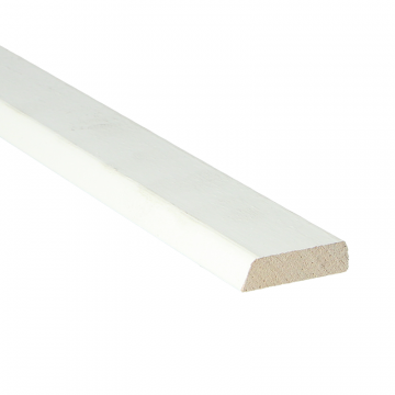 Meranti Hardhout deurlijst koplat Schuin 12x45 mm Wit gegrond - 16441