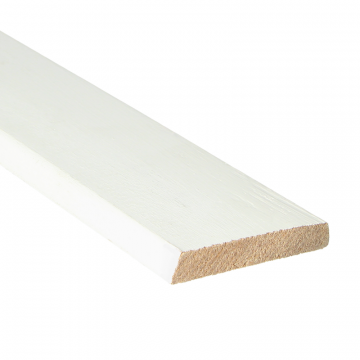 Meranti Hardhout deurlijst koplat Schuin 12x68mm Wit gegrond - 16443