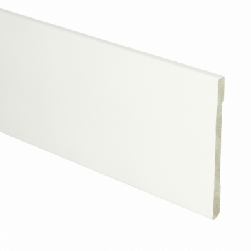 Vochtwerende MDF plint Modern Recht 6x90mm Verkeerswit Gelakt RAL9016 - 16566