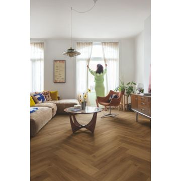 QuickStep Alpha PVC Ciro Botanische Karamel Eik 5+1mm AVHBU40364 Rigid Click Visgraat  PVC