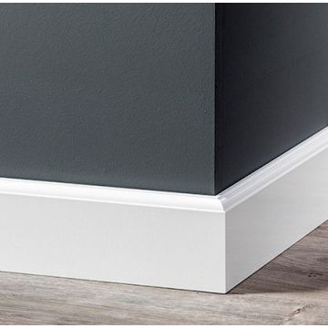 Vochtwerende MDF plint Eigentijds 15x90mm wit Gelakt RAL9010 - 16017