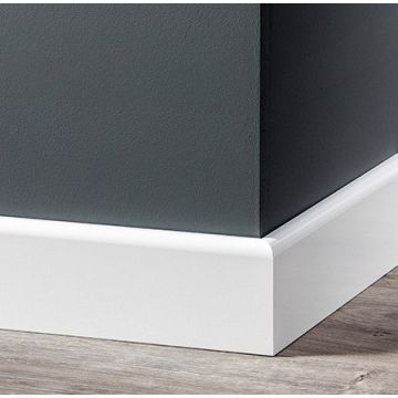 Vochtwerende MDF plint Koloniaal 12x60mm wit Gelakt RAL9010 - 16011 