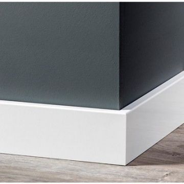 Vochtwerende MDF plint Modern 18x70mm Gelakt Verkeerswit RAL9016 - 15962
