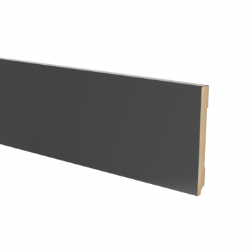 Vochtwerende MDF plint Modern 18x120mm Gelakt Zwart RAL9005 - 15946