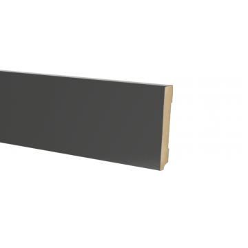 Vochtwerende MDF plint Modern 18x70mm Gelakt Zwart RAL9005 - 15944