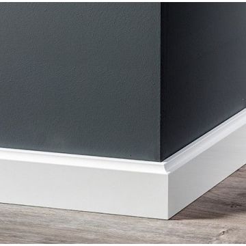Vochtwerende MDF plint Retro 15x70mm wit Gelakt RAL9010 - 16020