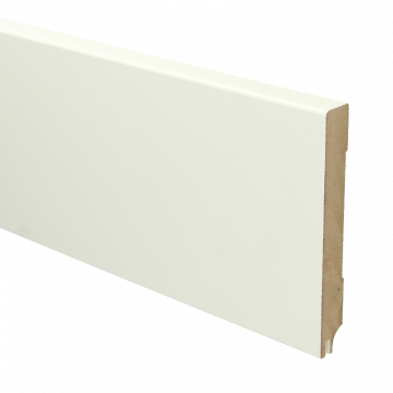 Vochtwerende MDF plint Modern 15x120mm wit Gelakt RAL9010 (Incl. geluid reducerende uitsparing) - 16333