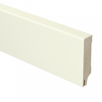 Vochtwerende MDF plint Modern 18x70mm wit Gelakt RAL9010 (Incl. geluid reducerende uitsparing) - 16340