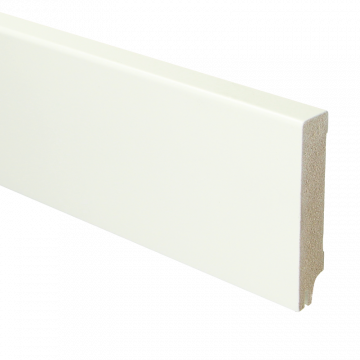 Vochtwerende MDF plint Modern 18x90mm wit Gelakt RAL9010 (Incl. geluid reducerende uitsparing) - 16341