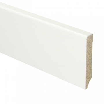 Vochtwerende MDF plint Modern 12x70mm Gelakt Verkeerswit RAL9016 - 15948