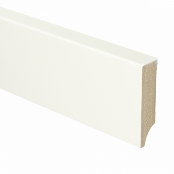 Vochtwerende MDF plint Modern 18x70mm Gelakt Verkeerswit RAL9016 - 15962