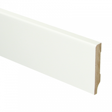 Vochtwerende MDF plint Modern 9x55mm Gelakt Verkeerswit RAL9016 - 15970