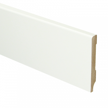 Vochtwerende MDF plint Modern 9x70mm Gelakt Verkeerswit RAL9016 - 15971