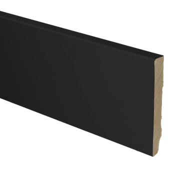 Vochtwerende MDF plint Modern Recht 12x90mm Zwart Folie - 16753