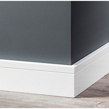 Vochtwerende MDF plint Tijdloos 18x90mm wit Gelakt RAL9010 - 16096
