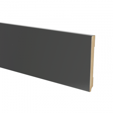 Vochtwerende MDF plint Modern 18x150mm Gelakt Zwart RAL9005 - 15947