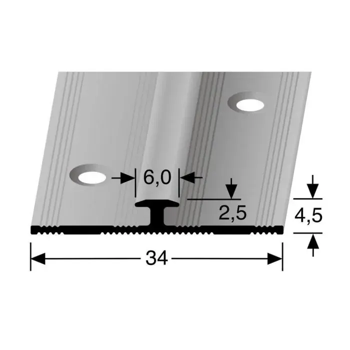 Aansluitprofiel 6mm Voor 2 5mm Pvc Schroef Zilver 270cm 65399 (1)