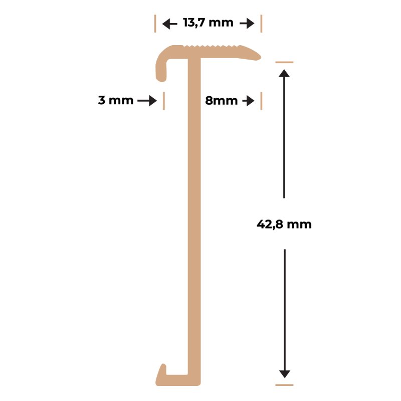 Universeel Trapneusprofiel 43mm schroef RVS tbv PVC 2-3mm - 65321 - Afbeelding 3