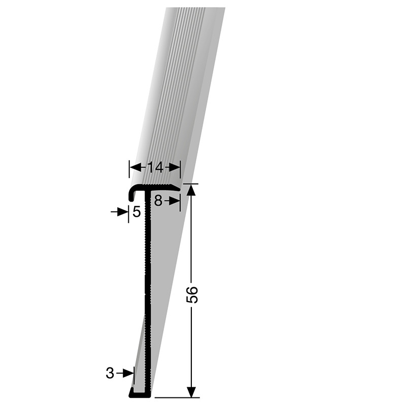 Universeel Trapneusprofiel 56mm schroef RVS tbv PVC 2-3mm - 65440